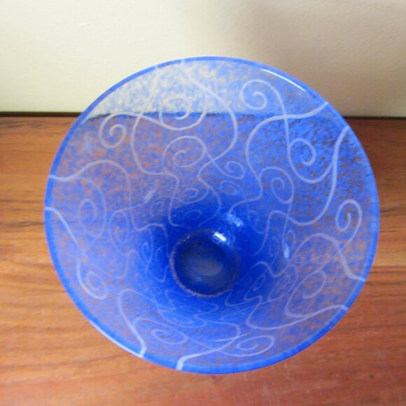12 oz toyo sasaki art glass tumbler vase curly-q's BLUE (W5518) - Picture 5 of 6